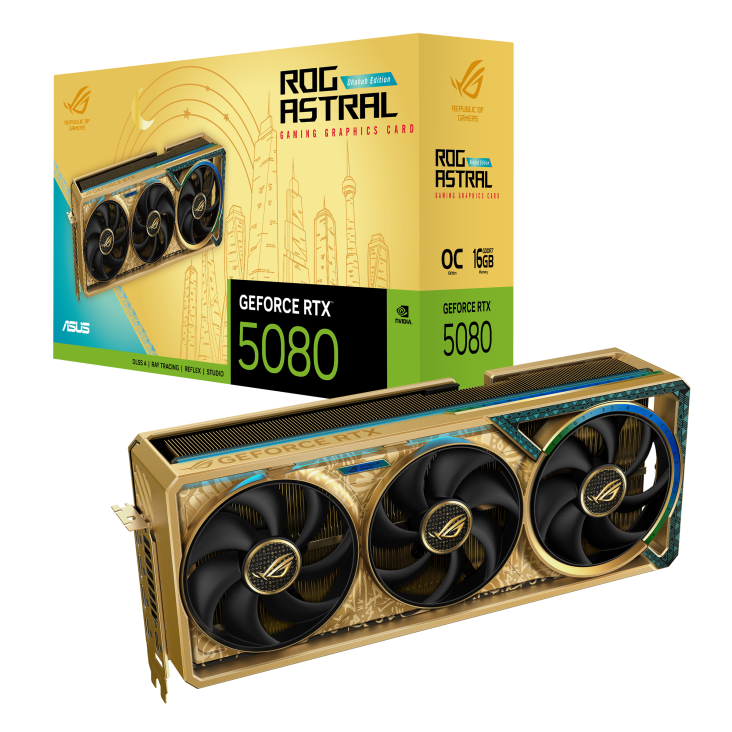 ROG Astral GeForce RTX™ 5080 Dhahab CORE OC Edition 16GB GDDR7 - Graphics Card ROG Astral GeForce RTX™ 5080 Dhahab CORE OC Edition 16GB GDDR7 - Graphics Card